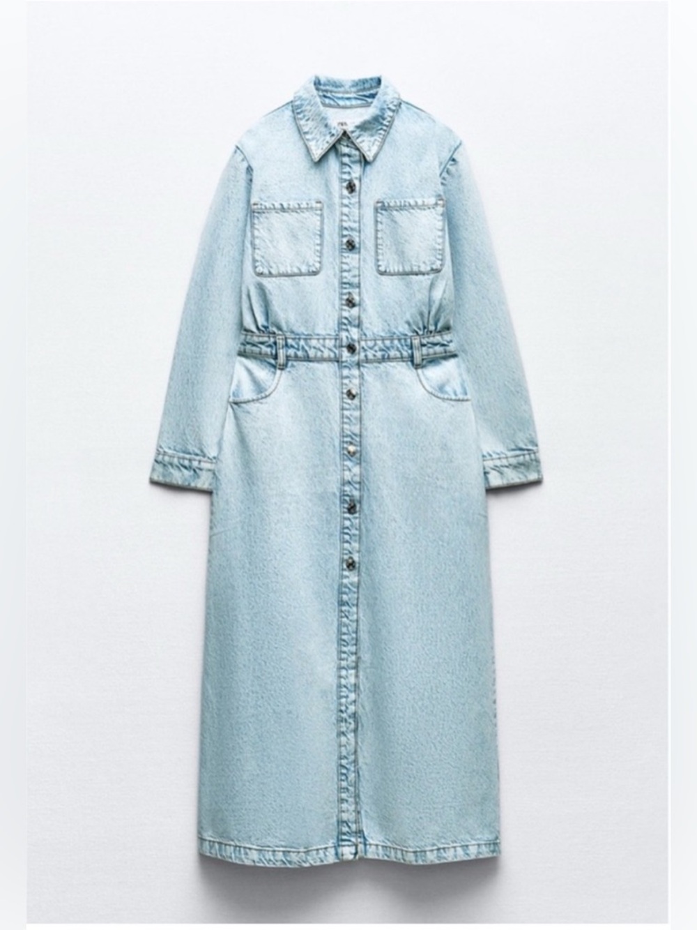 Zara Denim Button Front Midi Dress - Picture 4 of 5